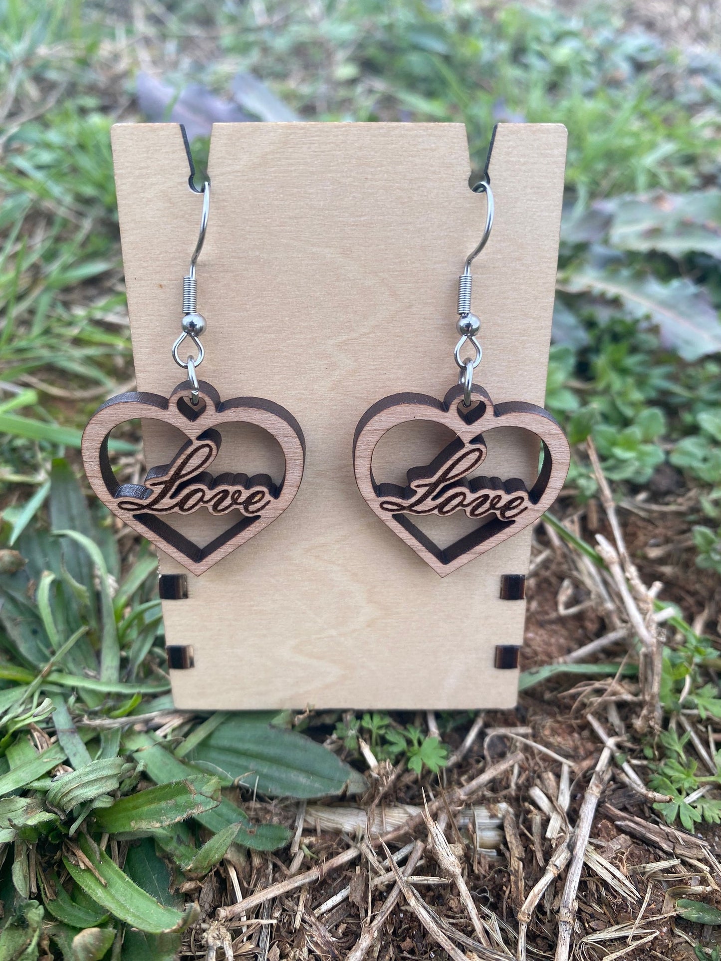 Love Valentine’s Day Dangle Earrings - Handmade Wooden Earrings in Various Findings & Materials | Cute Valentine’s Jewelry Accessories Gift