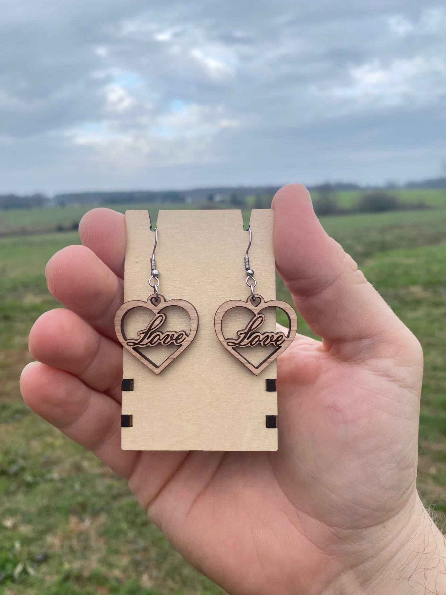 Love Valentine’s Day Dangle Earrings - Handmade Wooden Earrings in Various Findings & Materials | Cute Valentine’s Jewelry Accessories Gift