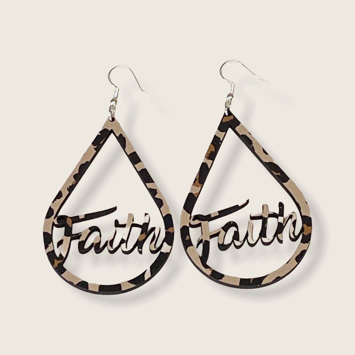 Leopard Print Faith Teardrop Earrings