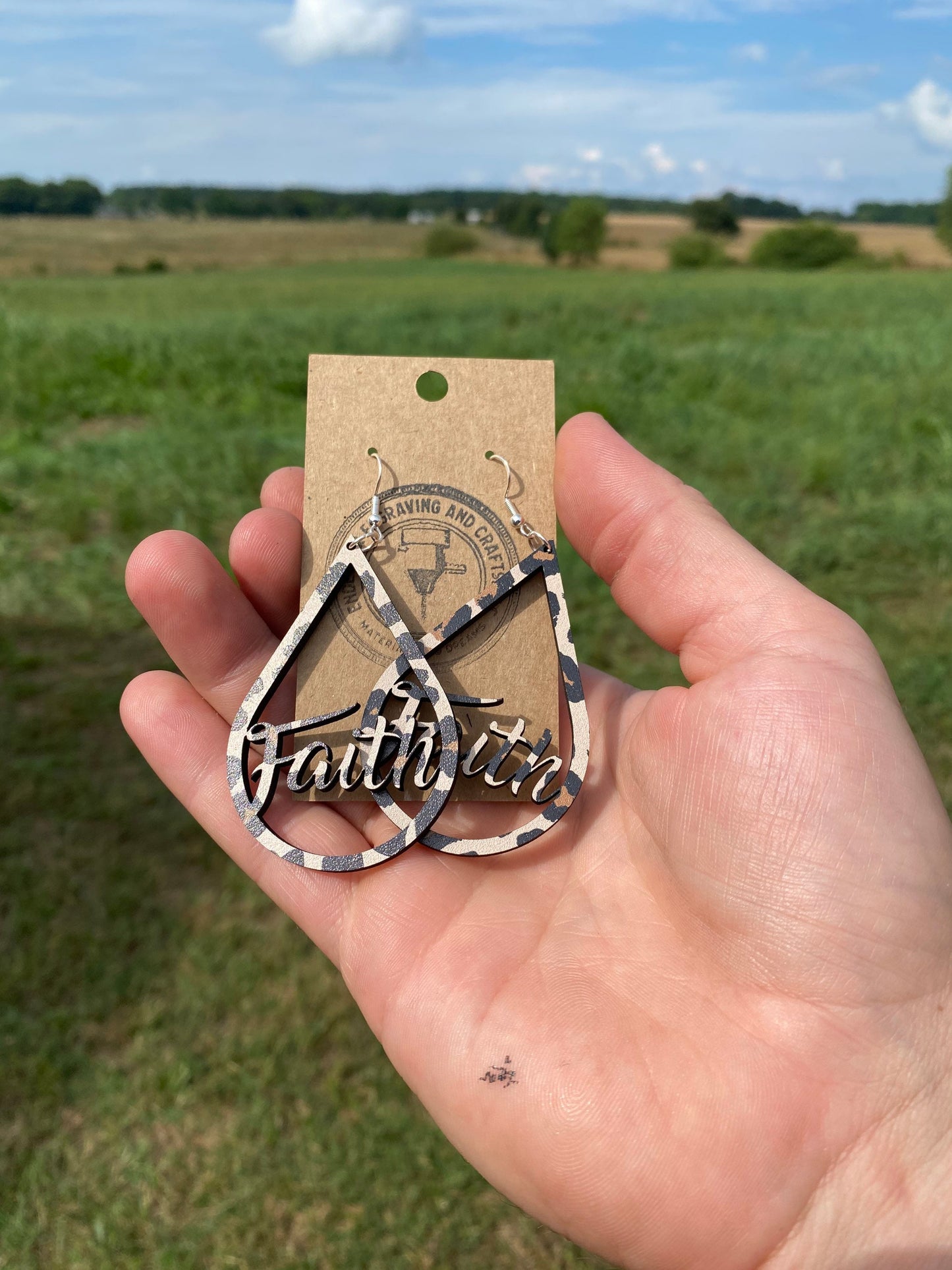 Leopard Print Faith Teardrop Earrings