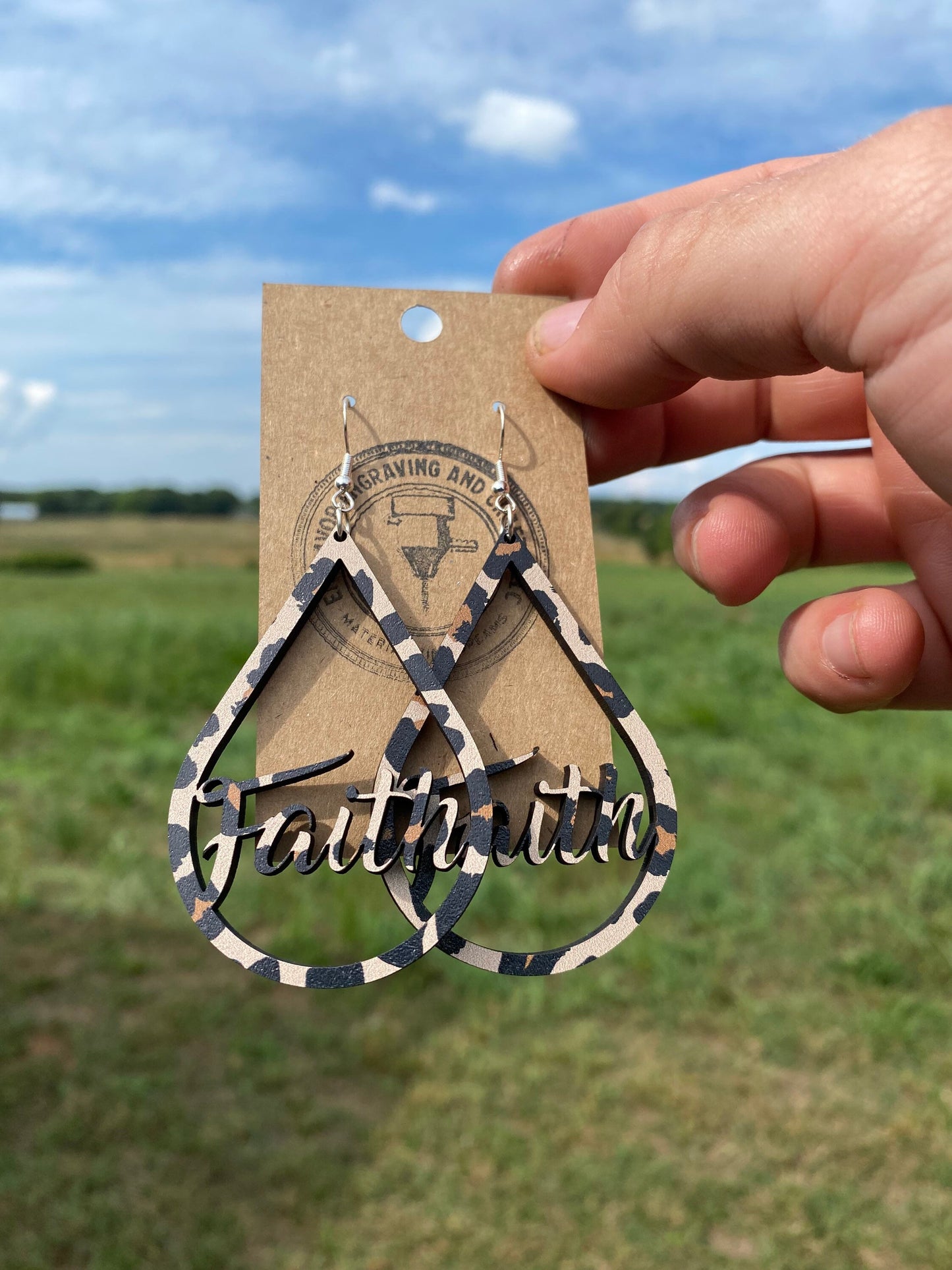 Leopard Print Faith Teardrop Earrings