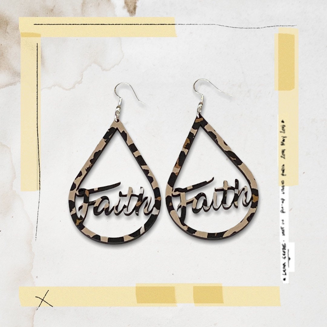 Leopard Print Faith Teardrop Earrings