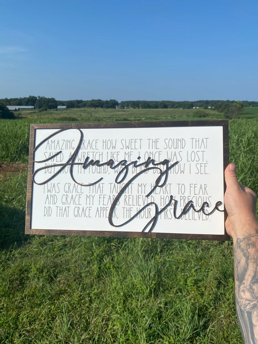 Amazing Grace Laser Engraved Wall Decor Sign