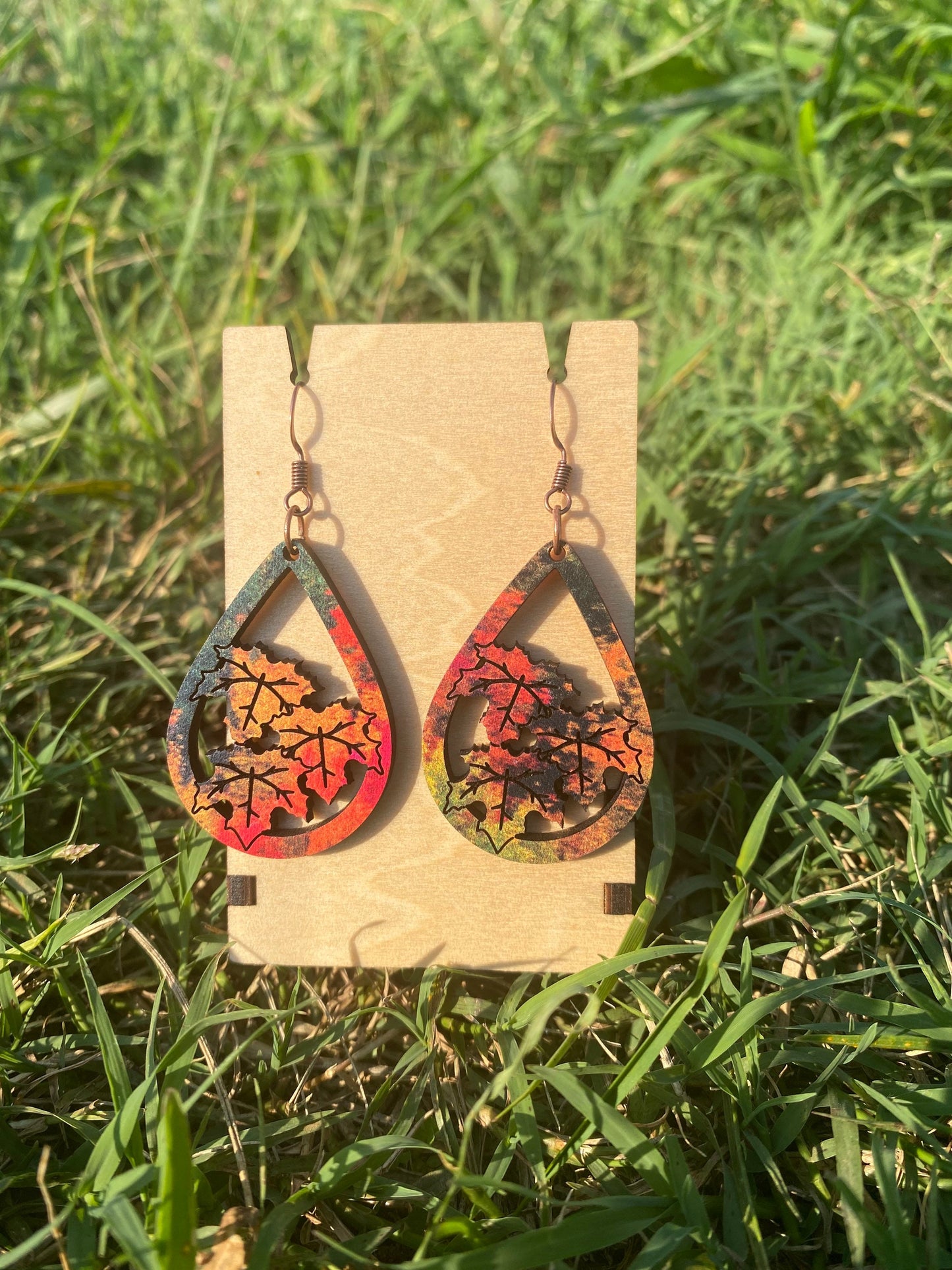 Fall Leaves Statement Earrings - Hypoallergenic Festive Autumn Maple Leaves for Thanksgiving Dinner Party | Gift Idea for Girlfriend
