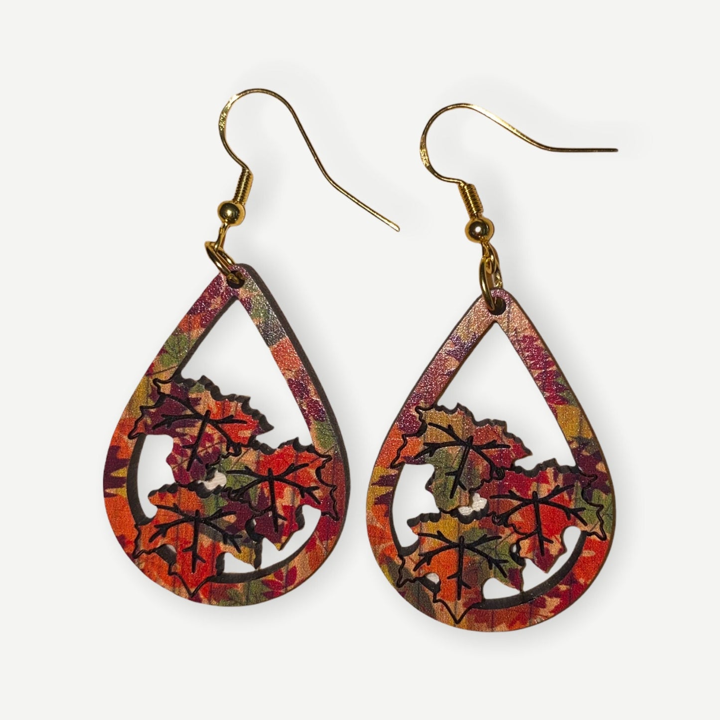 Fall Leaves Statement Earrings - Hypoallergenic Festive Autumn Maple Leaves for Thanksgiving Dinner Party | Gift Idea for Girlfriend