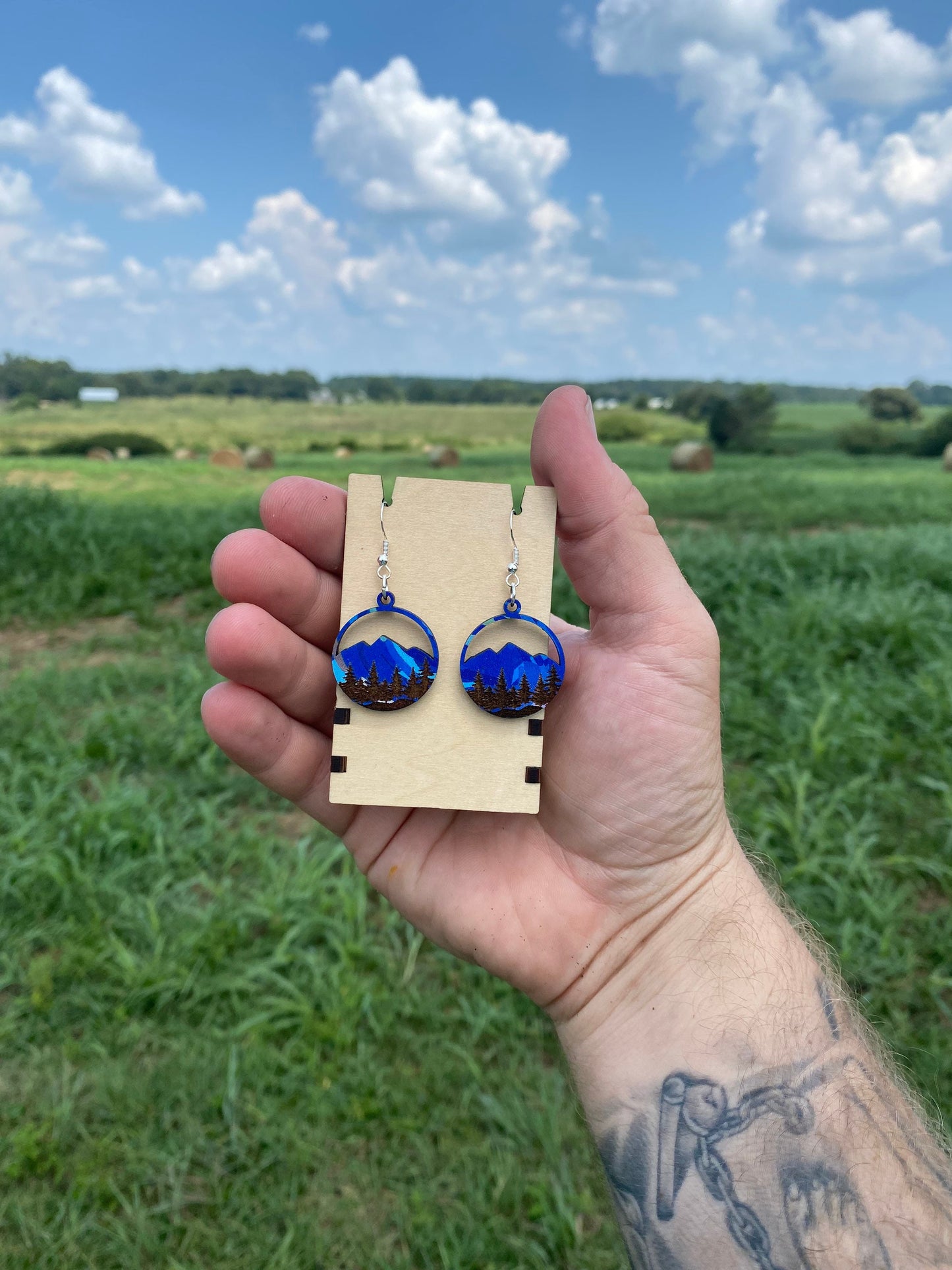 Van Gogh Inspired Mountain Dangle Earrings