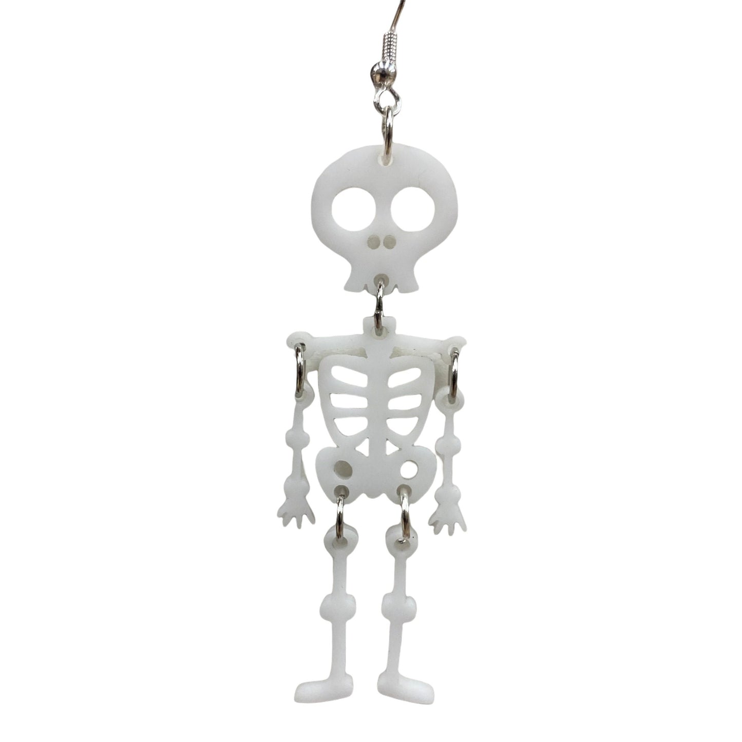 Acrylic Skeleton Dangle Earrings - Handmade Premium White Acrylic Halloween Statement Earrings | Jewelry Gift Ideas for Fall & Halloween