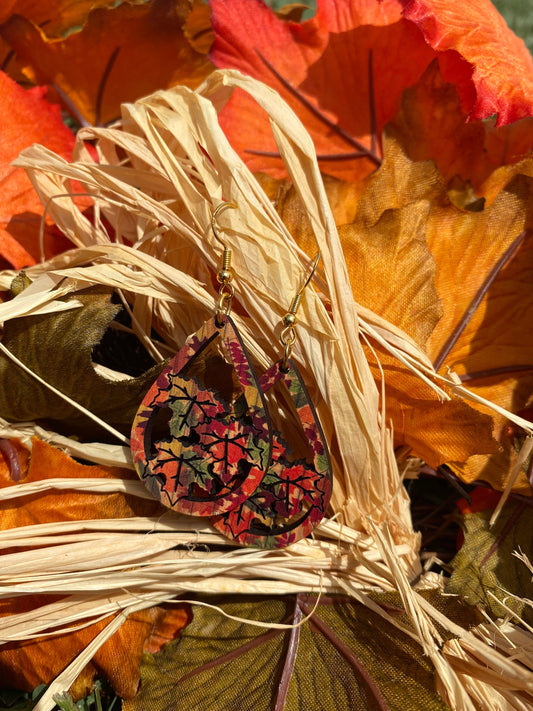 Fall Leaves Statement Earrings - Hypoallergenic Festive Autumn Maple Leaves for Thanksgiving Dinner Party | Gift Idea for Girlfriend