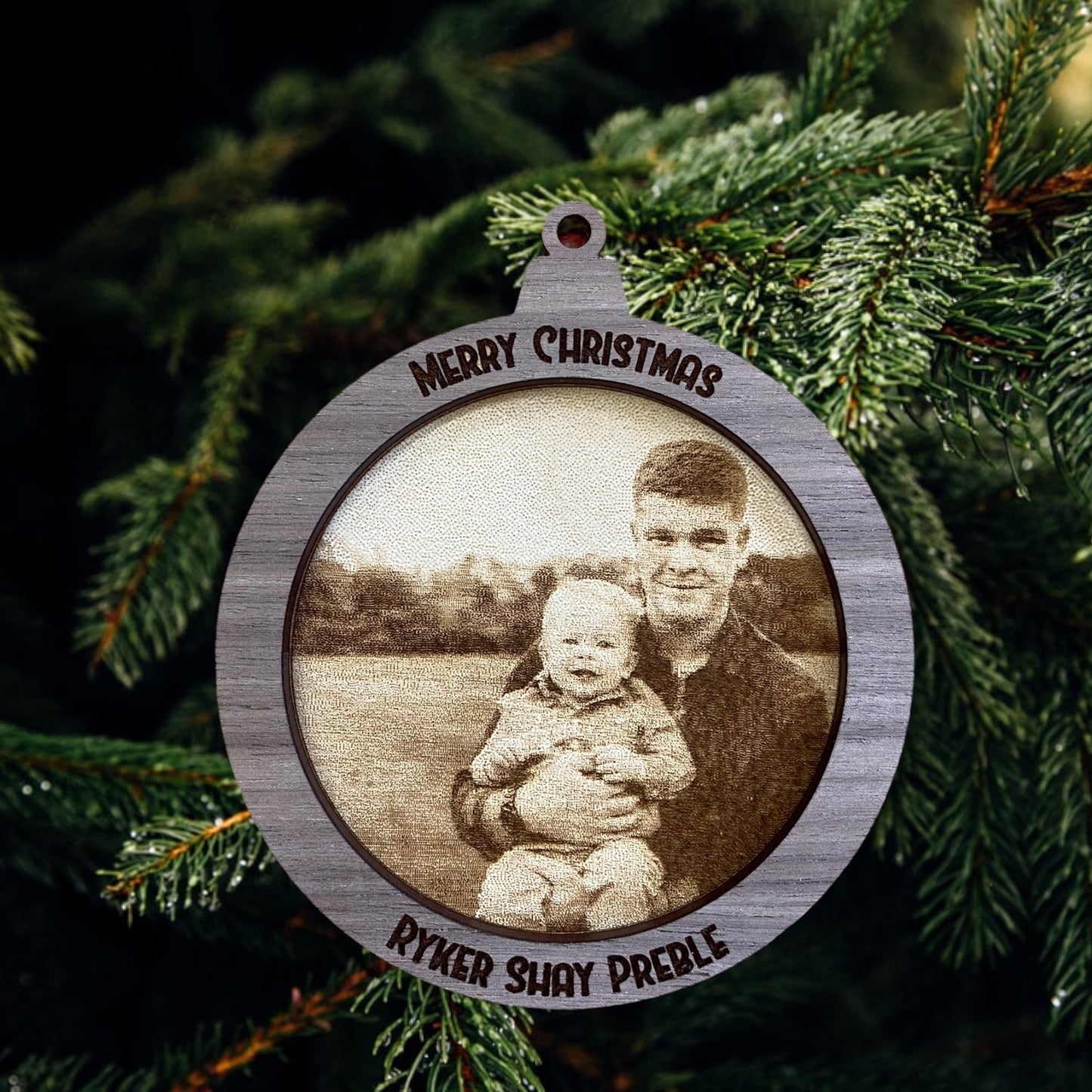 Customizable Laser-Cut Christmas Tree Ornament - Personalized Wooden Engraved Photo Christmas Ornaments | Christmas Gift Idea for Loved Ones