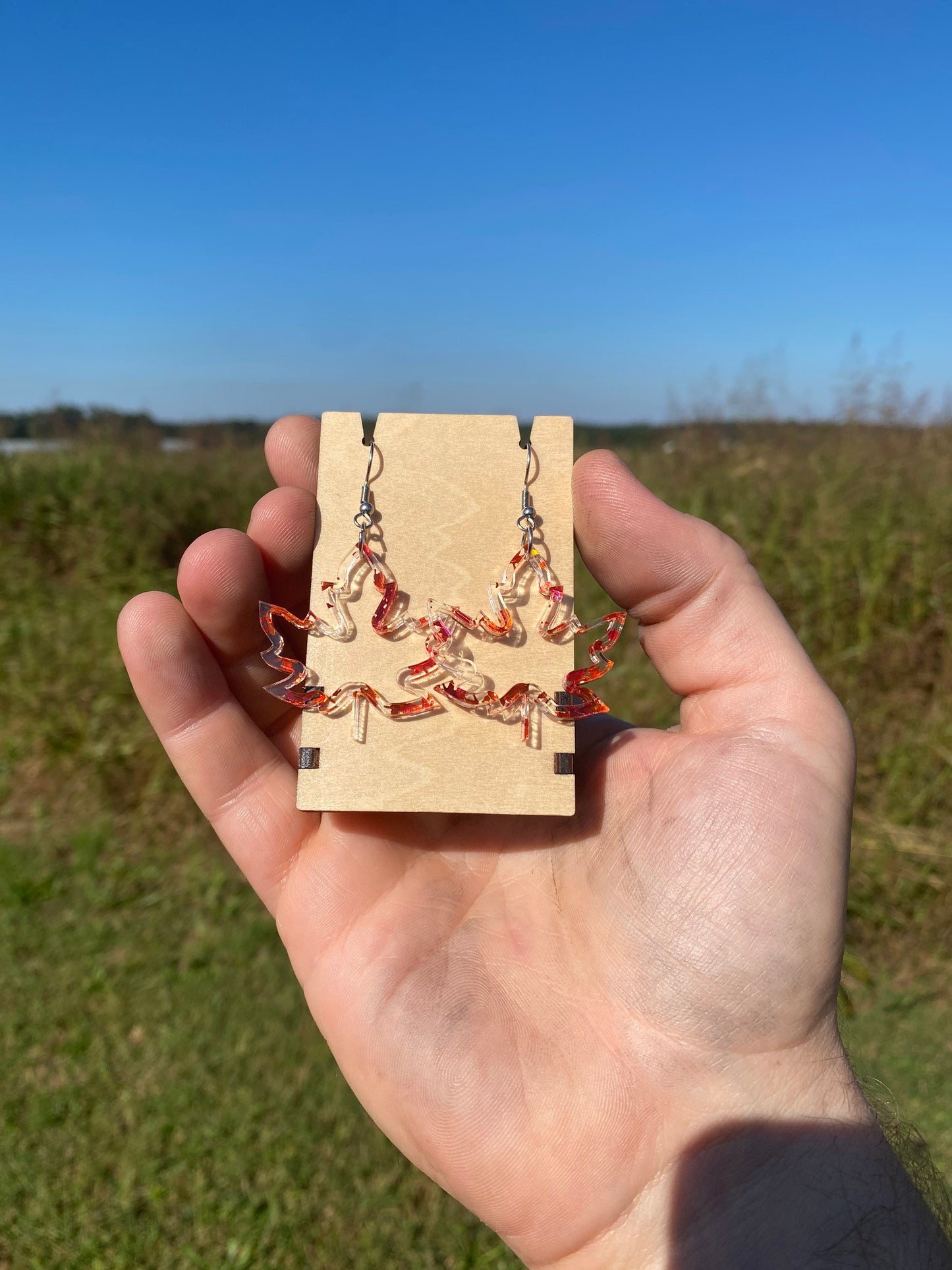 Fall Leaves Statement Earrings - Hypoallergenic Acrylic Festive Autumn Maple Leaves for Thanksgiving Dinner Party | Gift Idea for Girlfriend
