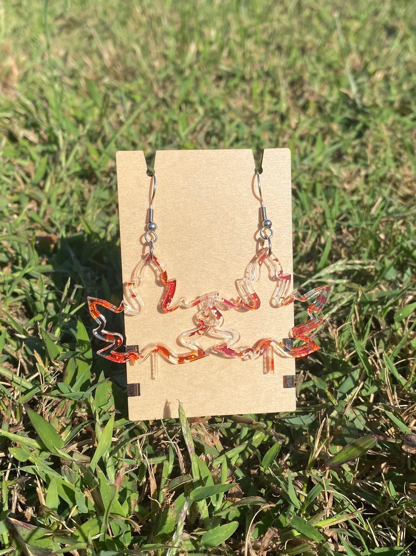 Fall Leaves Statement Earrings - Hypoallergenic Acrylic Festive Autumn Maple Leaves for Thanksgiving Dinner Party | Gift Idea for Girlfriend