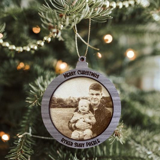 Customizable Laser-Cut Christmas Tree Ornament - Personalized Wooden Engraved Photo Christmas Ornaments | Christmas Gift Idea for Loved Ones