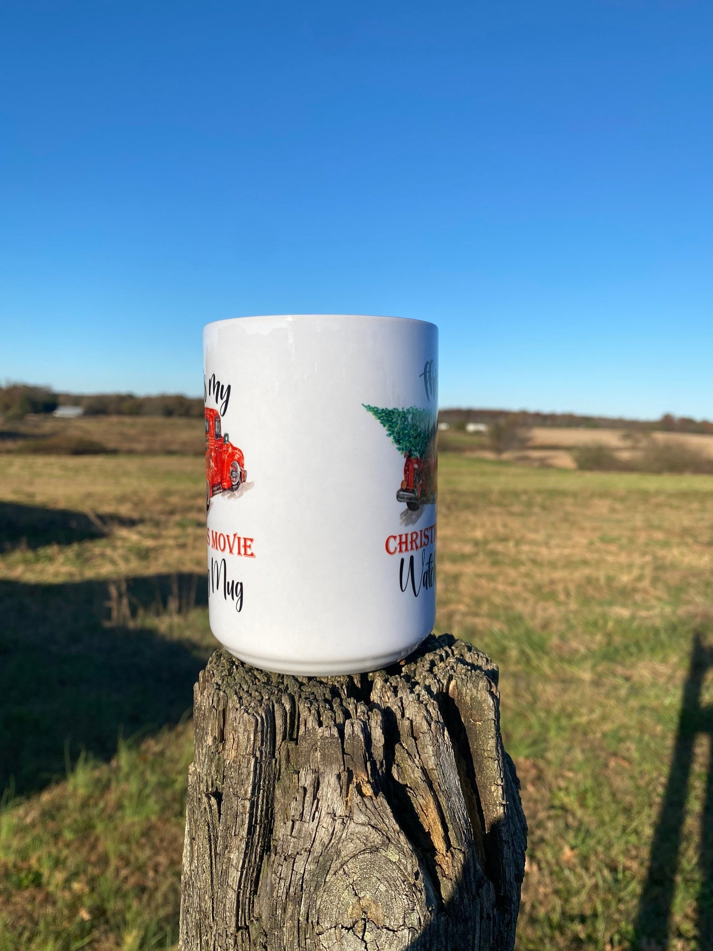 Christmas Movie Watching Mug - Microwave & Dishwasher Safe 15 oz Coffee Mug w/ Graphic Quote Design | Coffee Lover Gifts for Christmas