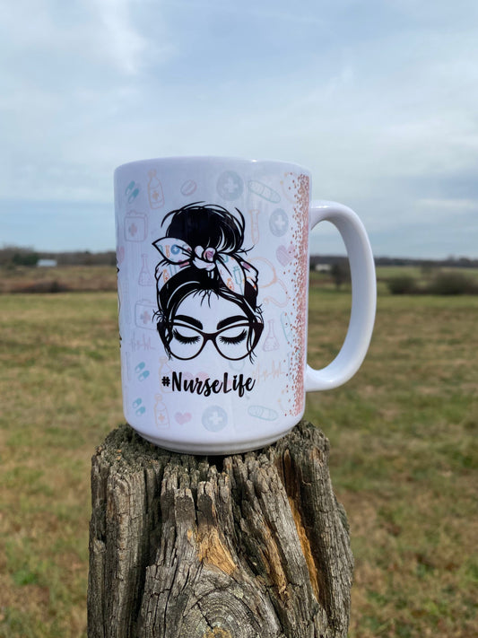Hashtag Nurse Life Coffee Mug - Durable 15 Oz Large Ceramic Mug w/ Dishwasher & Microwave Safe Properties | Gift For Nurse Co-Worker
