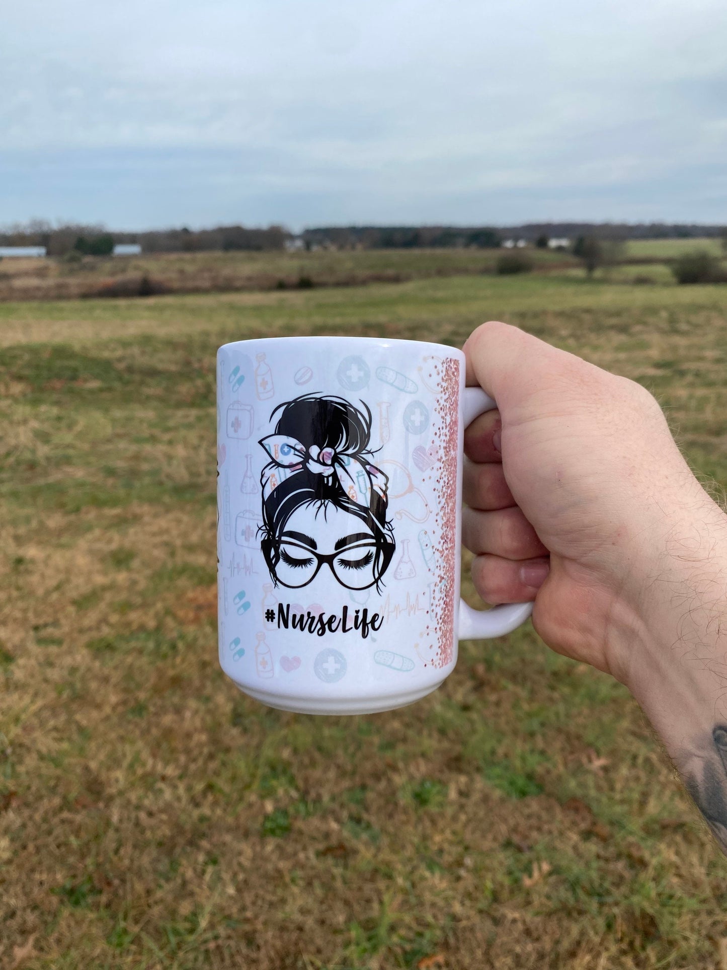 Hashtag Nurse Life Coffee Mug - Durable 15 Oz Large Ceramic Mug w/ Dishwasher & Microwave Safe Properties | Gift For Nurse Co-Worker