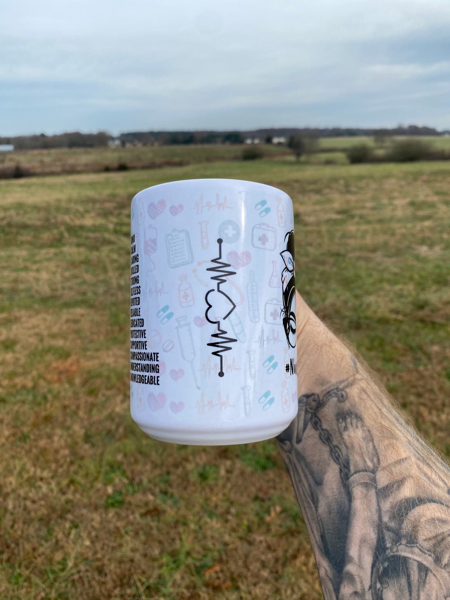 Hashtag Nurse Life Coffee Mug - Durable 15 Oz Large Ceramic Mug w/ Dishwasher & Microwave Safe Properties | Gift For Nurse Co-Worker