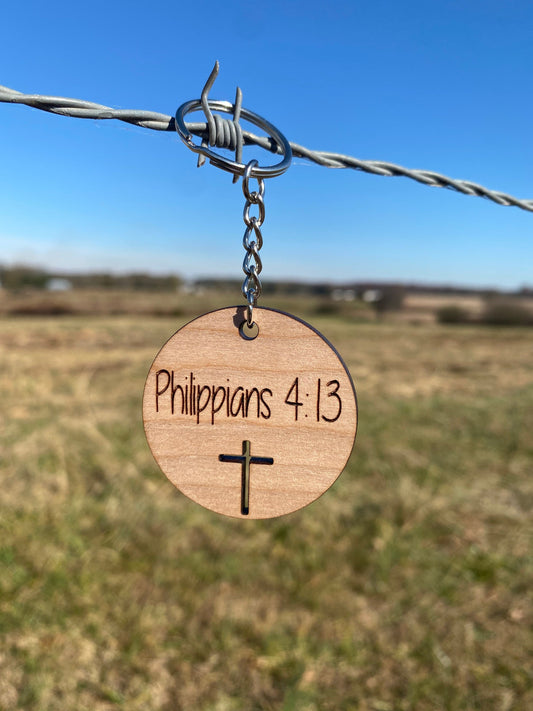 Custom Engraved Bible Verse Wooden Keychain -Personalized Engraved Wood Keychain in Various Materials | Religious Christmas Gift Ideas
