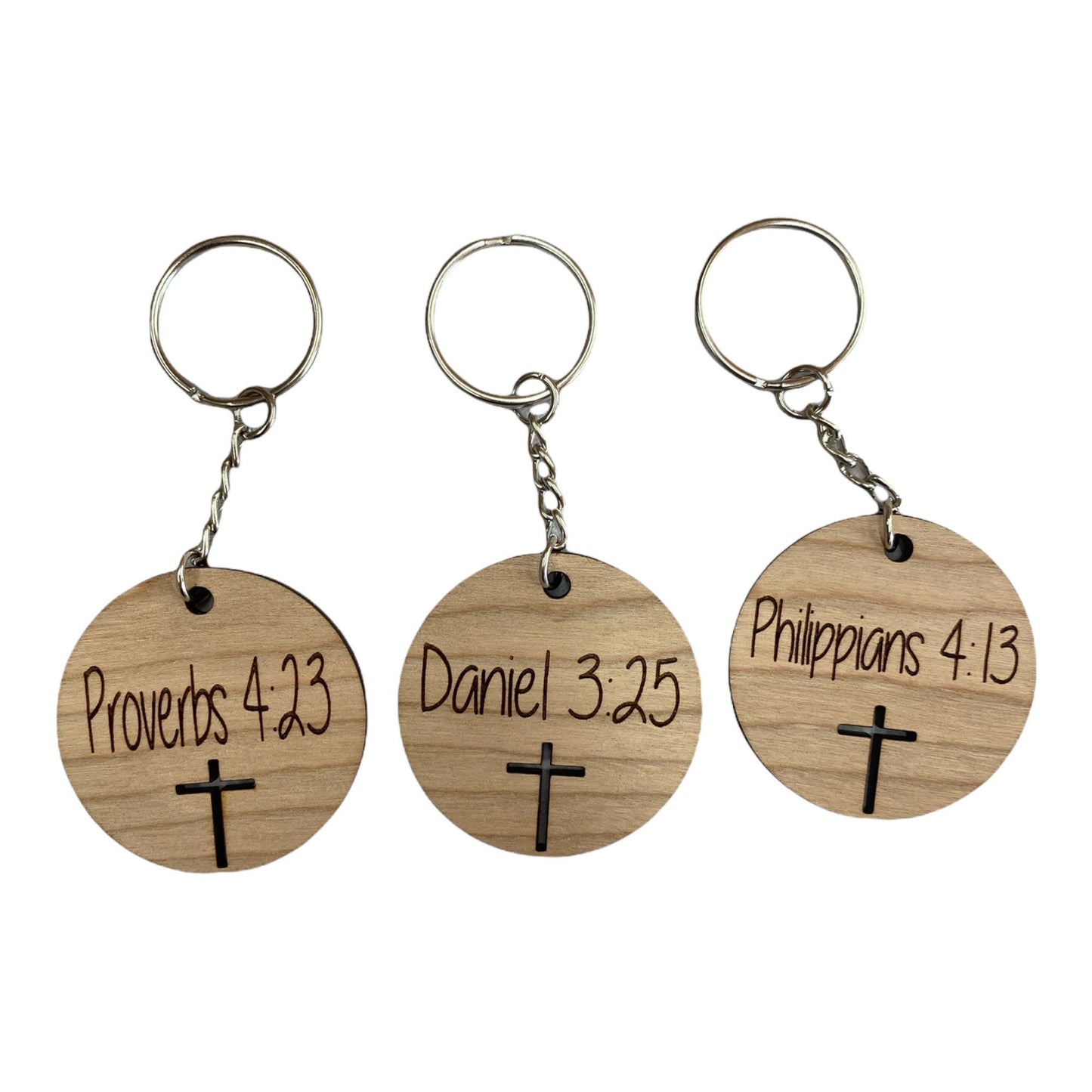 Custom Engraved Bible Verse Wooden Keychain -Personalized Engraved Wood Keychain in Various  Materials  |  Religious  Christmas  Gift  Ideas