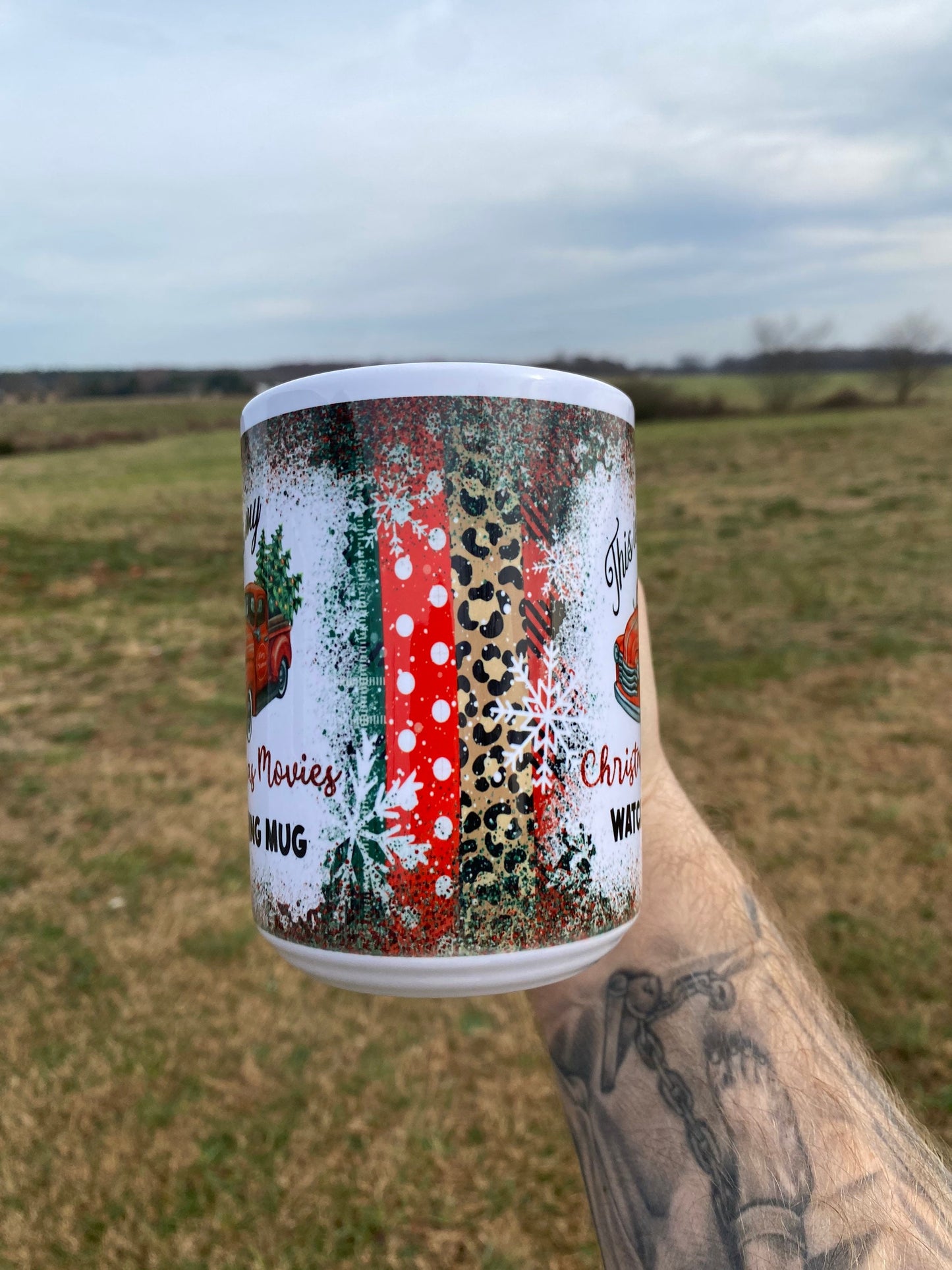 Christmas Movie Watching Mug - Microwave & Dishwasher Safe 15 oz Coffee Mug w/ Graphic Quote Design | Coffee Lover Gifts for Christmas