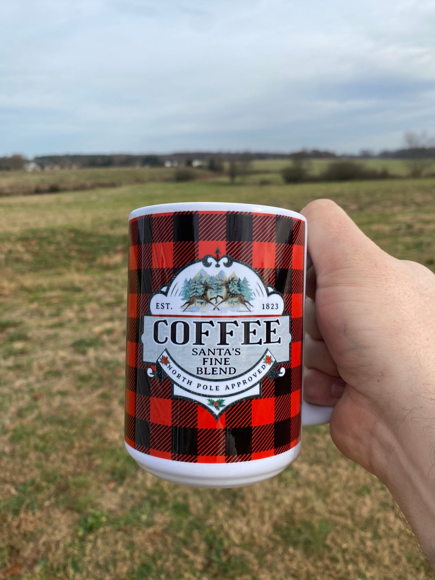 Red Plaid Santa’s Finest Blend Mug - High Quality Ceramic Materials For Cold & Hot Beverages | Christmas Gift Idea For Coffee Drinkers