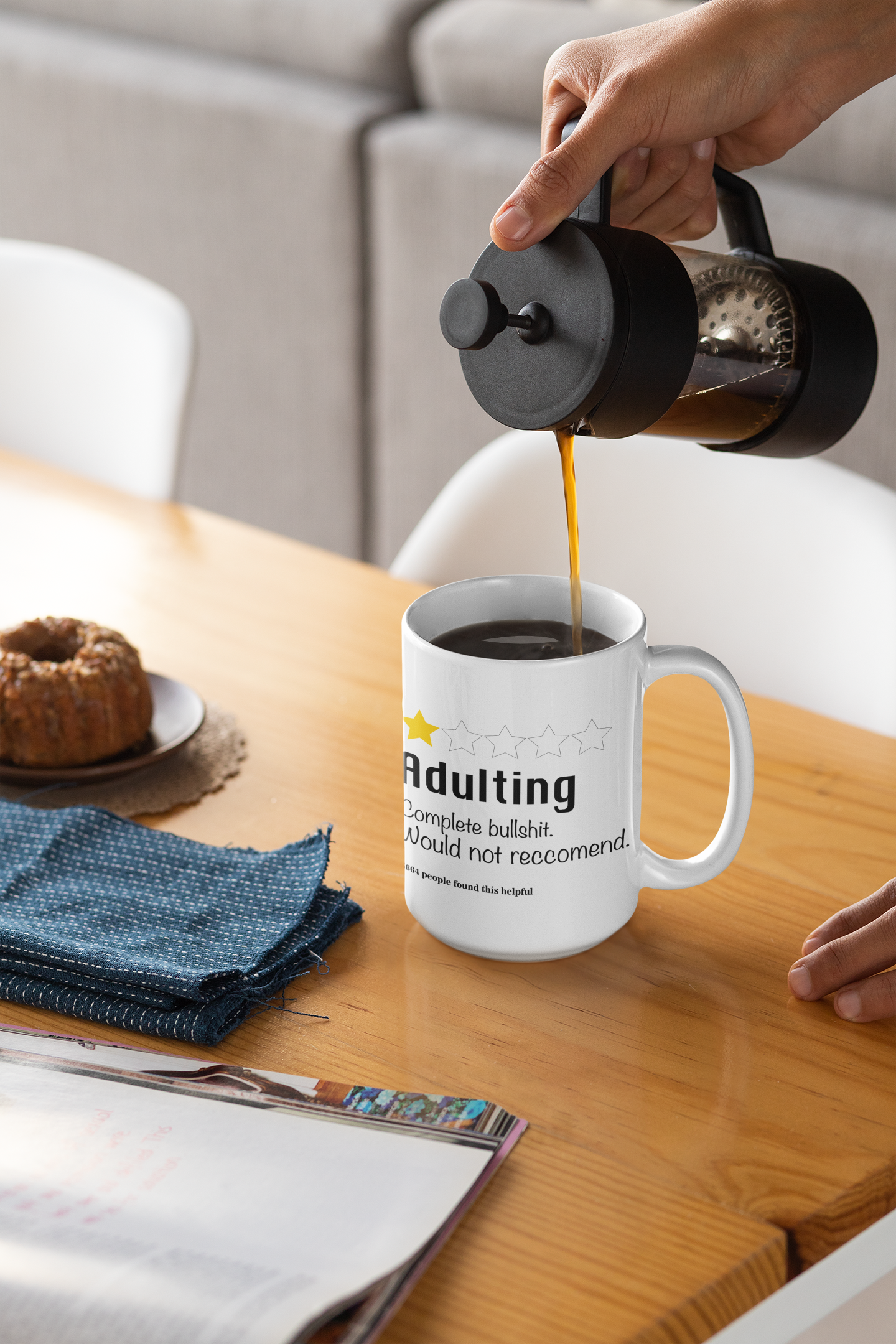 15 Oz Adulting Sucks One Star Mug - Microwave and Dishwasher Friendly Ceramic Materials | Christmas Present For Coffee & Tea Lovers
