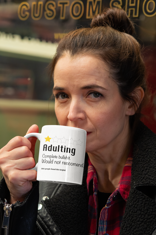 15 Oz Adulting Sucks One Star Mug - Microwave and Dishwasher Friendly Ceramic Materials | Christmas Present For Coffee & Tea Lovers