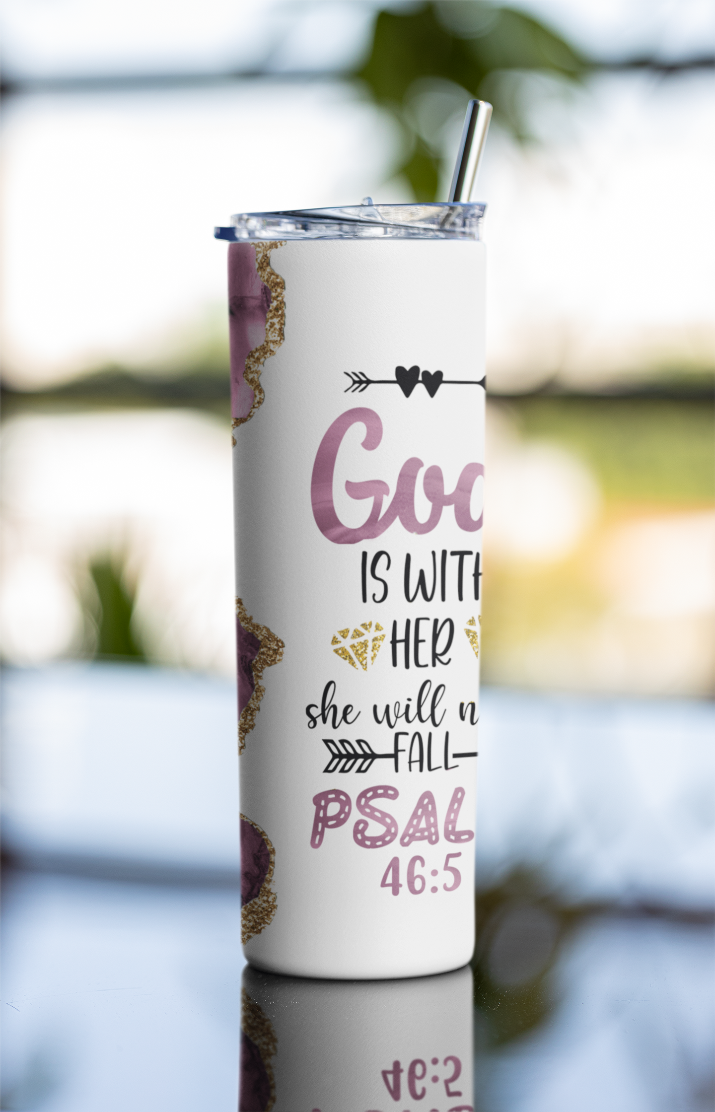 Psalm 46: 5 Christian Woman 20 oz Skinny Tumbler