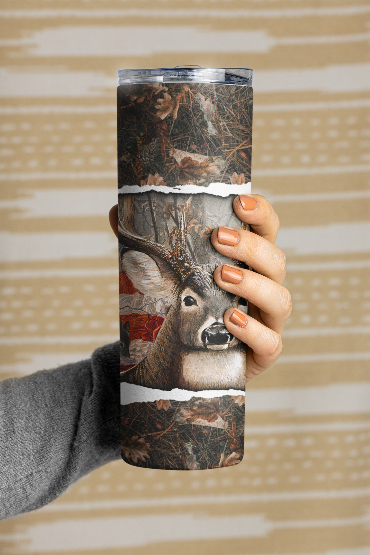 USA American Patriotic Whitetail Buck Hunting 20 oz Skinny Tumbler