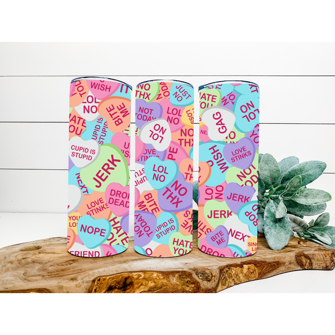 Valentine's Day Tumbler | Valentine Candy Heart Tumbler